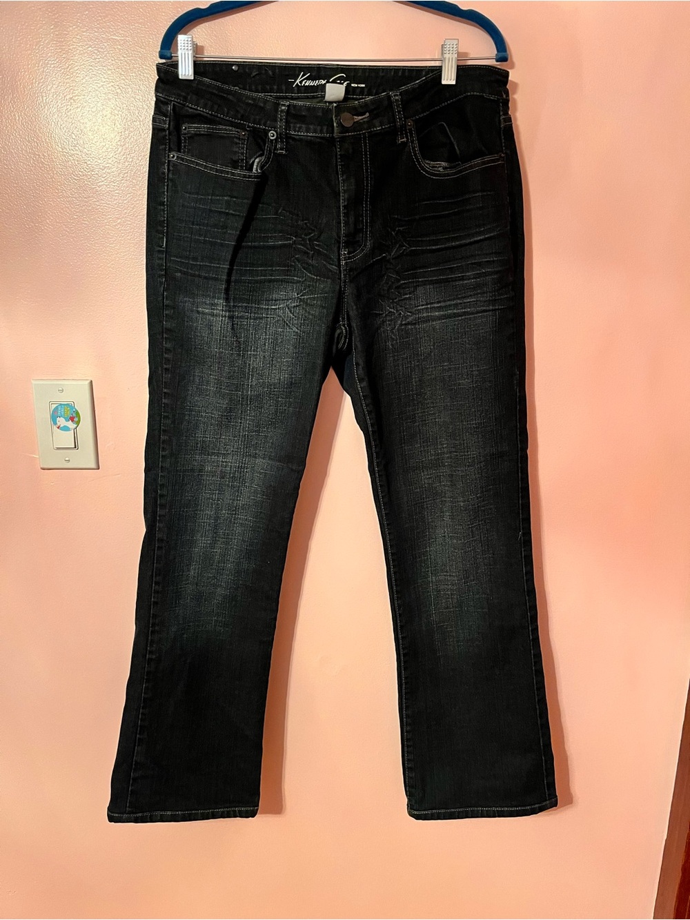 Kenneth Cole Black Straight Jeans with Faded Detail